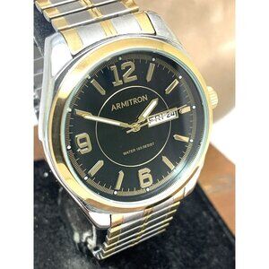 Armitron Men's Watch 20/4591TT Black Dial Quartz Two Tone Stainless Steel 39mm